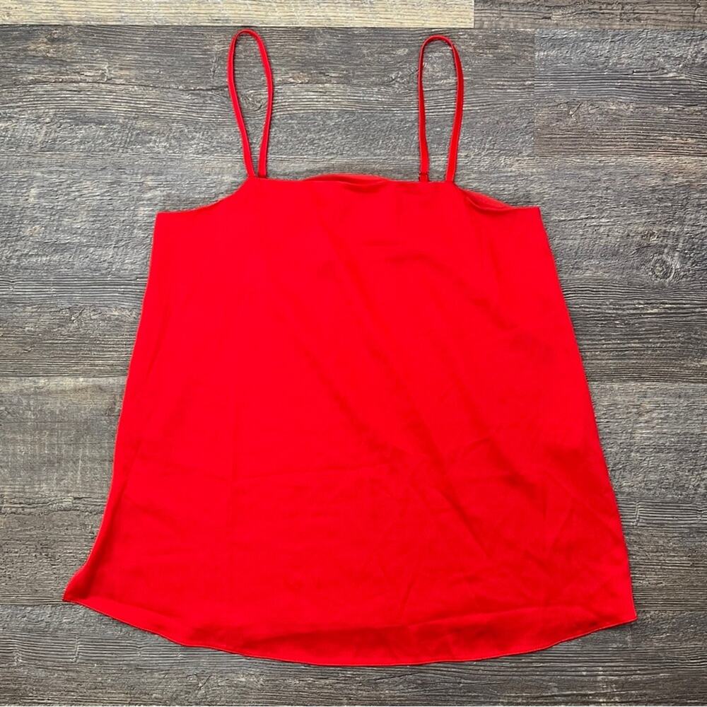 River Island red satin finish tank top camisole blouse size 10 B176